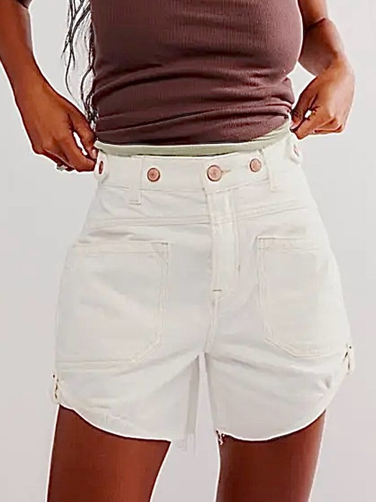 Free People Pants - Free People We The Free Palmer Shorts Eggshell White Denim Mid Rise size 29